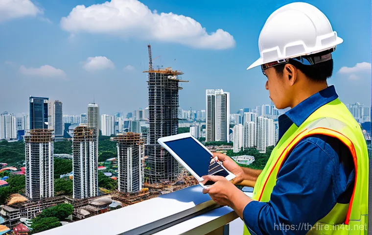 화재안전관리 기술자의 연봉 및 커리어 분석 - **Prompt:** A highly skilled Thai fire safety engineer, professionally dressed in a crisp shirt and ...