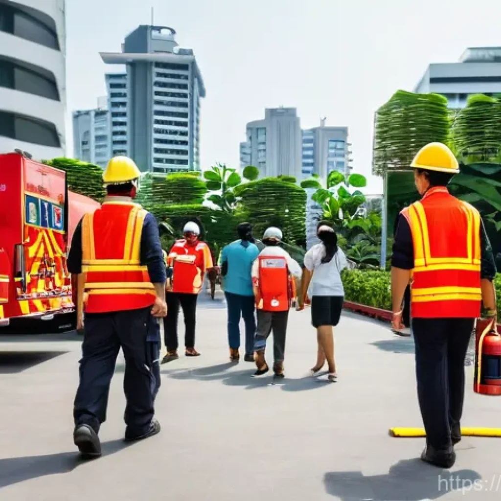 화재안전관리 업무에서 필요한 문서 서식 모음 - **Prompt 1: Community Fire Drill in a Modern Thai Setting**
    A vibrant, realistic photograph depi...