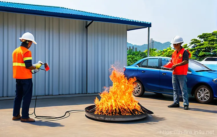 화재안전관리기술자 경력개발 로드맵 - A determined Thai female fire safety engineer, in her late 20s, with short, neat hair, stands confid...