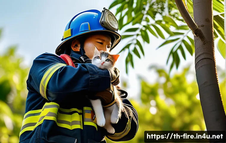 화재안전관리 직무에서 자주 발생하는 실수 - **Prompt:** "A firefighter in full protective gear, including a helmet and oxygen tank, rescuing a k...
