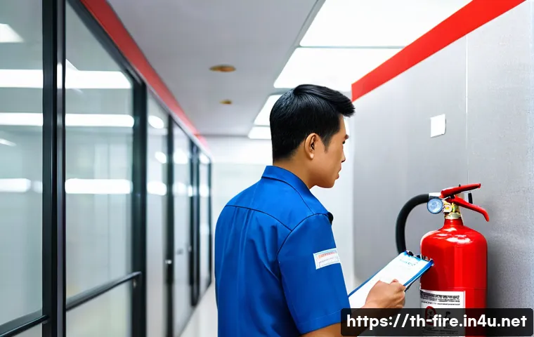화재안전관리기술자 초보자를 위한 가이드 - A detailed, realistic scene inside a modern Thai office building showing a professional safety manag...