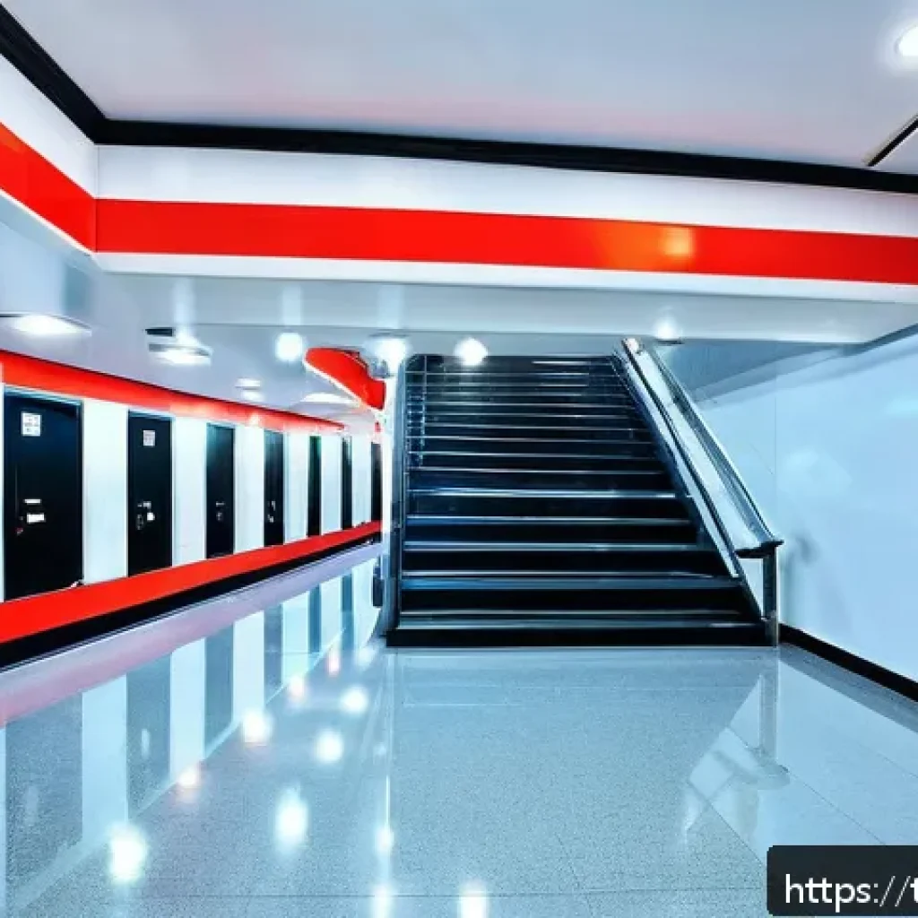 화재안전관리 실무 관련 주요 법령 해석 - A detailed interior view of a modern public building in Thailand, showcasing a comprehensive fire sa...