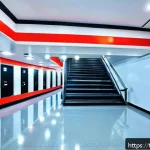 화재안전관리 실무 관련 주요 법령 해석 - A detailed interior view of a modern public building in Thailand, showcasing a comprehensive fire sa...