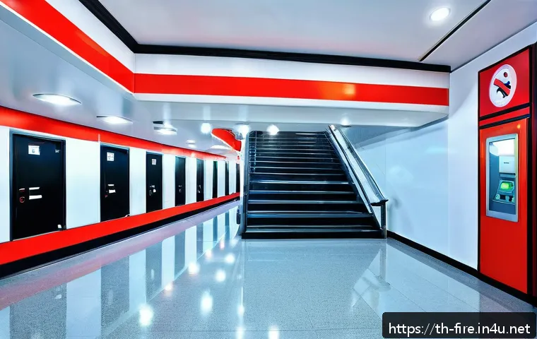 화재안전관리 실무 관련 주요 법령 해석 - A detailed interior view of a modern public building in Thailand, showcasing a comprehensive fire sa...