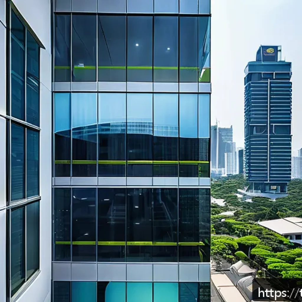 화재안전관리 실무에서의 업무 자동화 사례 - A high-tech smart fire detection system installed in a modern office building in Bangkok, featuring ...